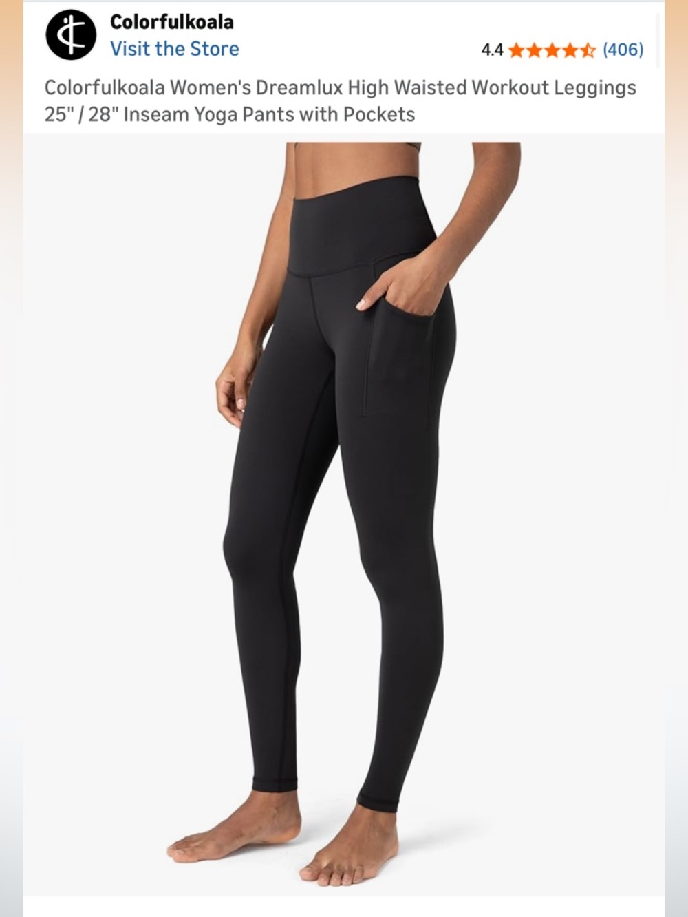 Colorfulkoala Women's High-Waist Black Leggings with Pockets